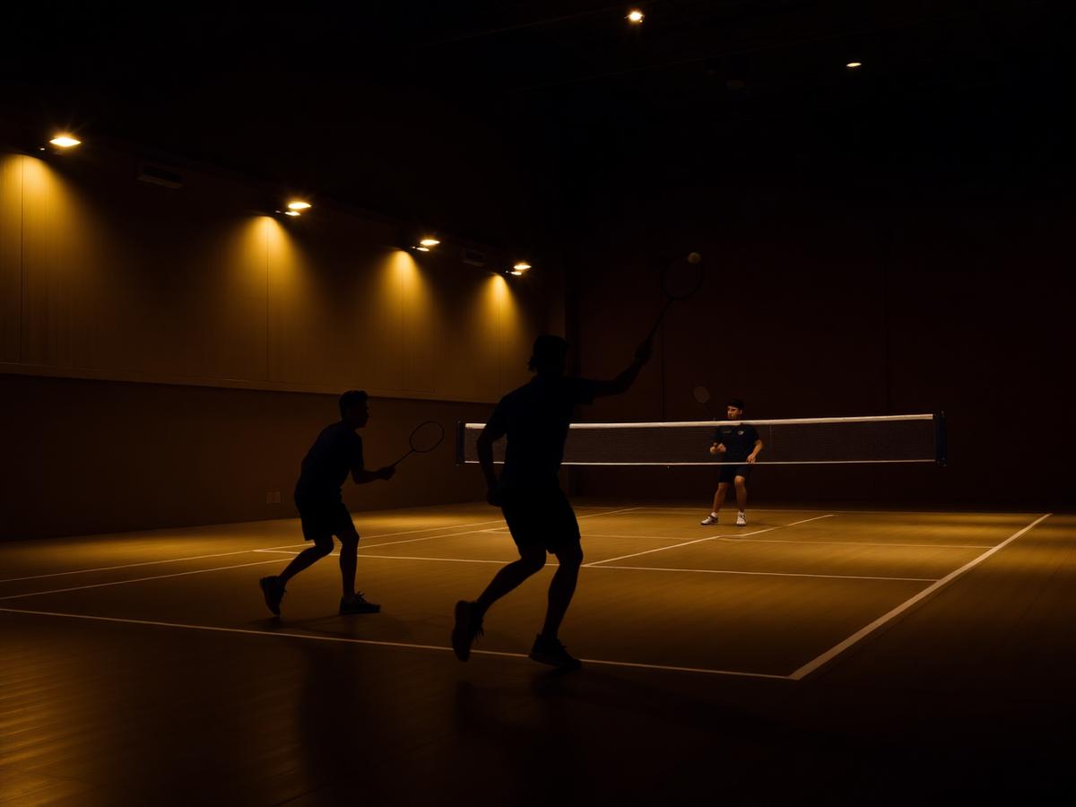 Tempat bermain badminton yang bersih, terang, dan nyaman.